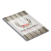 Rustic Floral Antlers Shabby Chic Rozen & Wood Notitieboek (Rechterzijde)