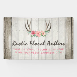 Rustic Floral Antlers Shabby Chic Rozen & Wood Spandoek