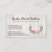 Rustic Floral Antlers Shabby Chic Rozen & Wood Visitekaartje (Achterkant)