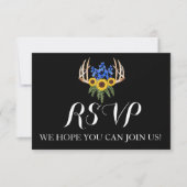 Rustic Floral Antlers Weddenschap RSVP Aankondiging (Voorkant)