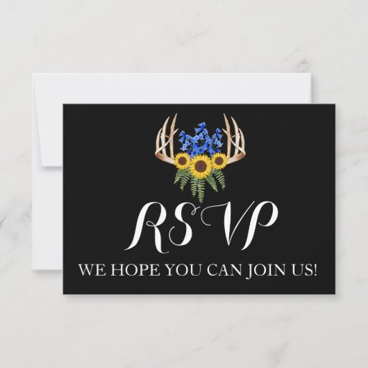 Rustic Floral Antlers Weddenschap RSVP Aankondiging (Voorkant)