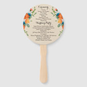 Rustic Floral Antlers Wedding Ceremony Programme Handwaaier (Achterkant)