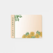 Rustic Floral Art | Golden Flowers en Leaves Post-it® Notes (Voorkant)