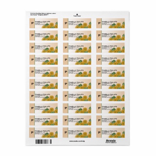 Rustic Floral Art Initiaal Letter gepersonaliseerd Etiket (Full Sheet)