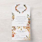 Rustic Floral Autumn Barn Wedding | Fall Leaves All In One Uitnodiging (Binnen)