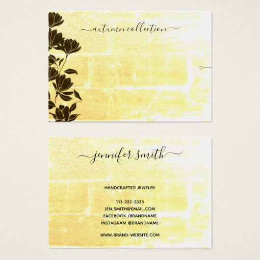 Rustic Floral Autumn Boho Bracelet Display Card Visitekaartje (Voorkant /achterkant)