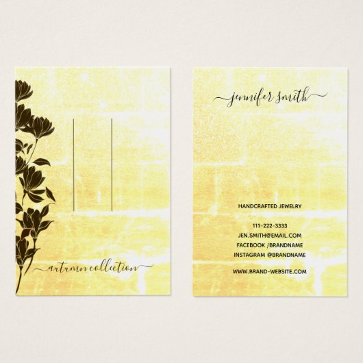 Rustic Floral Autumn Boho Hair Clips Display Kaart (Voorkant /achterkant)