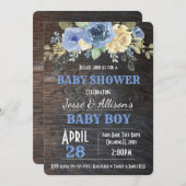 Rustic Floral Baby Boy Baby shower Uitnodiging (Voorkant / Achterkant)