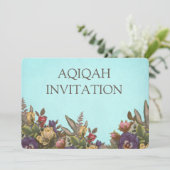  Rustic Floral Baby Girl Aqiqah Kaart (Staand voorkant)