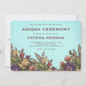  Rustic Floral Baby Girl Aqiqah Kaart (Achterkant)