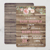 Rustic Floral Baby Girl Baby shower Uitnodiging (Voorkant / Achterkant)