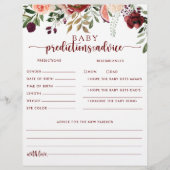 Rustic Floral Baby Predictions and Advice Cards (Voorkant)