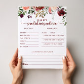 Rustic Floral Baby Predictions and Advice Cards