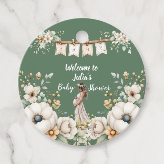 Rustic Floral Baby Shower  Bedankjes Labels (Voorkant)