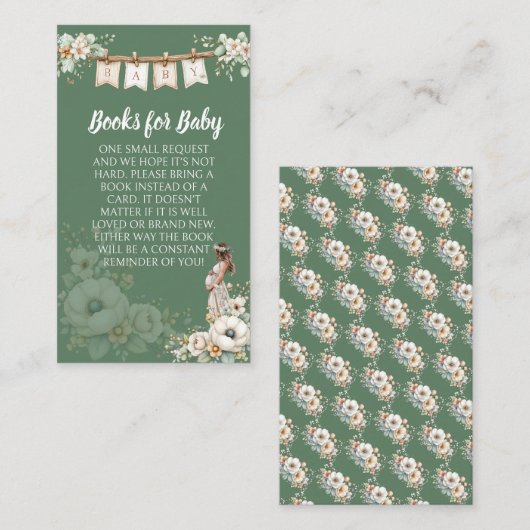 Rustic Floral Baby Shower Books for Baby Informatiekaartje (Voorkant / Achterkant)