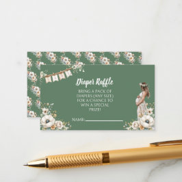 Rustic Floral Baby Shower Diaper Raffle   Informatiekaartje