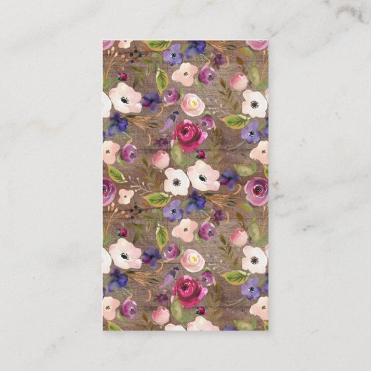 Rustic Floral Baby shower Diaper Raffle Ticket Informatiekaartje (Achterkant)