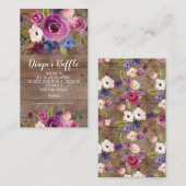 Rustic Floral Baby shower Diaper Raffle Ticket Informatiekaartje (Voorkant / Achterkant)