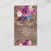 Rustic Floral Baby shower Diaper Raffle Ticket Informatiekaartje (Voorkant)