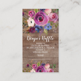 Rustic Floral Baby shower Diaper Raffle Ticket Informatiekaartje