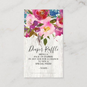 Rustic Floral Baby shower Diaper Raffle Ticket Informatiekaartje