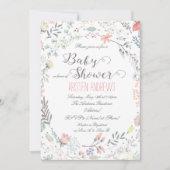 Rustic Floral Baby shower Invitation II Kaart (Voorkant)