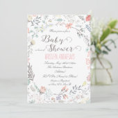 Rustic Floral Baby shower Invitation II Kaart (Staand voorkant)
