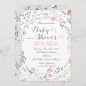 Rustic Floral Baby shower Invitation II Kaart (Voorkant / Achterkant)