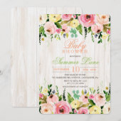 Rustic Floral Baby shower Invitation Kaart (Voorkant / Achterkant)