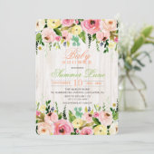 Rustic Floral Baby shower Invitation Kaart (Staand voorkant)