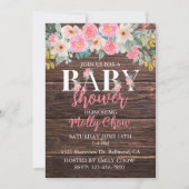 Rustic Floral Baby shower Invitation Kaart (Voorkant)