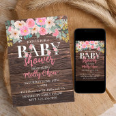 Rustic Floral Baby shower Invitation Kaart