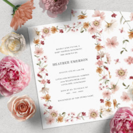 Rustic Floral Baby shower Kaart