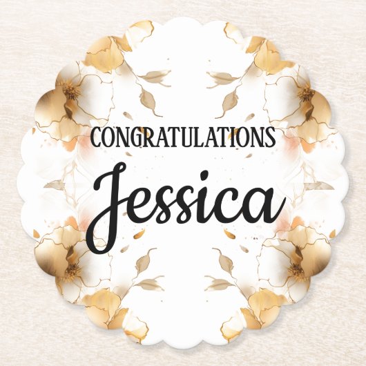 Rustic Floral Baby Shower Kartonnen Onderzetters (Voorkant)