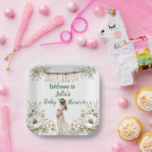 Rustic Floral Baby Shower  Papieren Bordje (Feest)