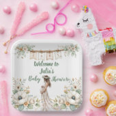 Rustic Floral Baby Shower  Papieren Bordje (Feest)