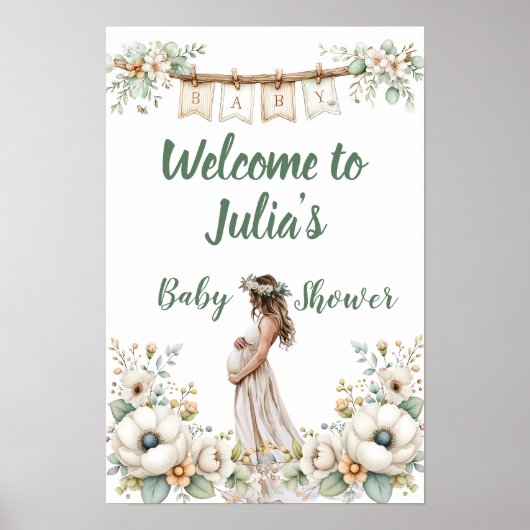 Rustic Floral Baby Shower  Poster (Voorkant)