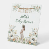 Rustic Floral Baby Shower  Reclamebord Met Voetstuk (Voorkant)