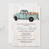 Rustic Floral Baby shower Truck Invitation Kaart (Voorkant)