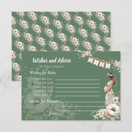 Rustic Floral Baby Shower Wishes and Advice Informatiekaartje (Voorkant / Achterkant)