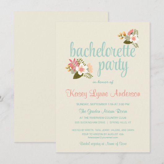 Rustic Floral Bachelorette Party Kaart (Voorkant / Achterkant)
