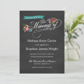 Rustic Floral Banner Chalkboard Wedding Invites Kaart (Staand voorkant)