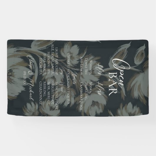 Rustic Floral Bar Menu Wedding Reception Decor Spandoek (Horizontaal)