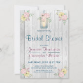 Rustic Floral Barn Wood Lantern Vrijgezellenfeest Kaart (Voorkant)