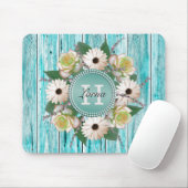 Rustic Floral Barn Wood Monogram Muismat (Met muis)