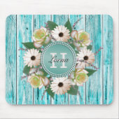 Rustic Floral Barn Wood Monogram Muismat (Voorkant)