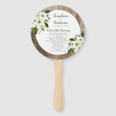 Rustic Floral Barn Wood Wedding Ceremony Programme Handwaaier (Voorkant)