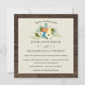 Rustic Floral Barn Wood Wedding Invitations Kaart (Voorkant)