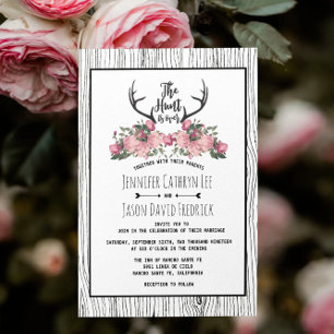Rustic Floral Barnwood Hunt is over het huwelijk Kaart