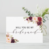 Rustic Floral... ben je mijn bruidsmeisje | 2 zijk Kaart (Staand voorkant)